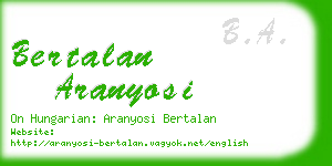 bertalan aranyosi business card
